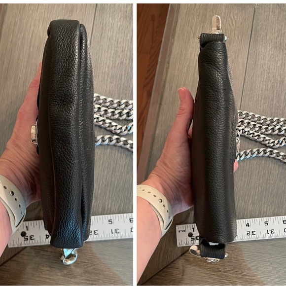 Harley Davison Black Leather Crossbody Bag with Silvertone Chain - Picture 11 of 17